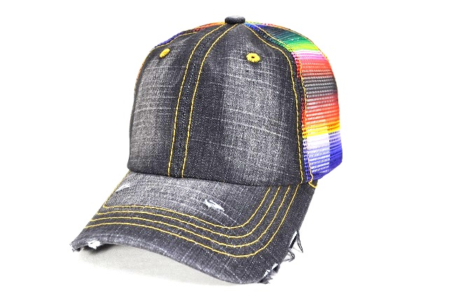 022-PIGMENT CAP WITH SERAPE PRINTED MESH VELCRO(BLACKDENIM)